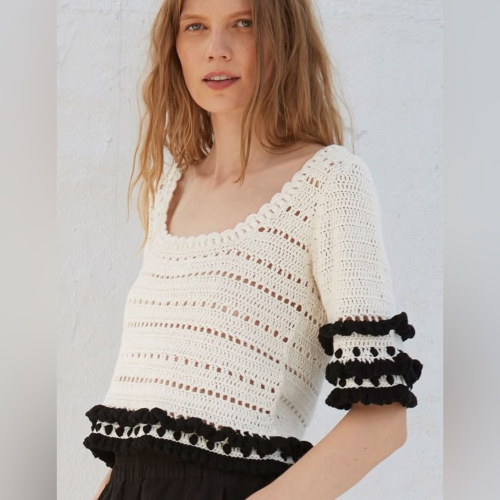 NWOT Apiece Apart New York Jute Cropped Crochet Limen-Blend Top / Sweater